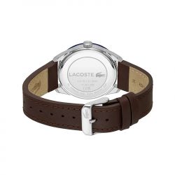 Montre homme lacoste everett bleu cuir brun - analogiques - edora - 3