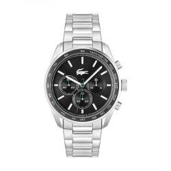 Montre chronographe homme lacoste boston noir acier argenté - chronographes - edora - 0