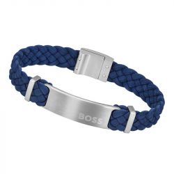 Bracelet homme 19cm boss dylan cuir bleu - plus-de-bracelets-hommes - edora - 1