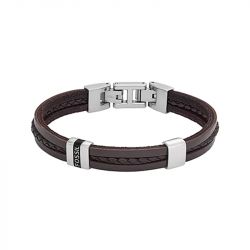 Bracelet homme 21.3cm fossil leather essentials cuir brun - bracelets-homme - edora - 0