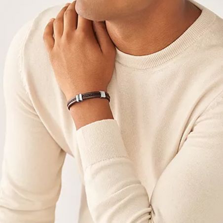 Bracelet or & argent, bracelet plaqué or, bracelet cuir & tissu (17) - bracelets-homme - edora - 2