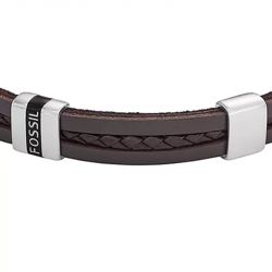 Bracelet homme 21.3cm fossil leather essentials cuir brun - bracelets-homme - edora - 3