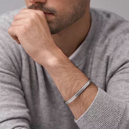 Bracelet or & argent, bracelet plaqué or, bracelet cuir & tissu (13) - bracelets-homme - edora - 2