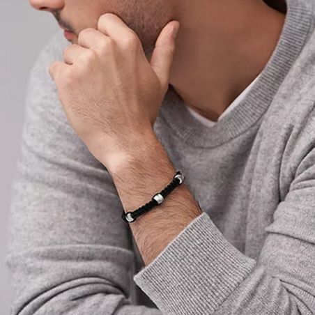 Bracelet or & argent, bracelet plaqué or, bracelet cuir & tissu (12) - bracelets-homme - edora - 2