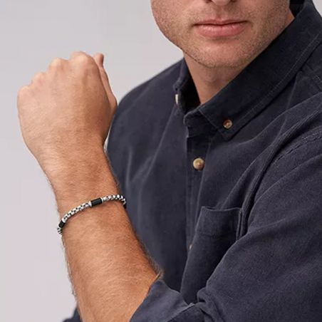 Bracelet or & argent, bracelet plaqué or, bracelet cuir & tissu (11) - bracelets-homme - edora - 2