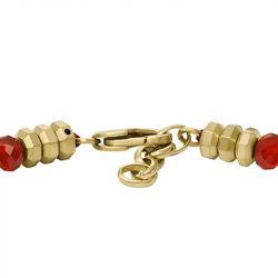 Bracelet perles homme 19cm fossil all stacked up acier doré agates rouge - beads - edora - 2