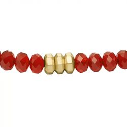 Bracelet perles homme 19cm fossil all stacked up acier doré agates rouge - beads - edora - 3