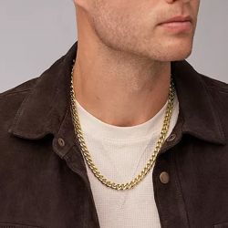 Chaîne homme 48cm fossil bold chains acier doré - chaines - edora - 1