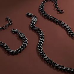 Chaîne homme 48cm fossil bold chains acier noir - chaines - edora - 4