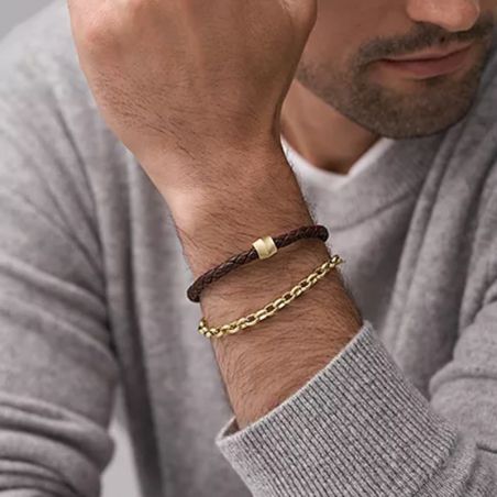 Bracelet or & argent, bracelet plaqué or, bracelet cuir & tissu (14) - bracelets-homme - edora - 2