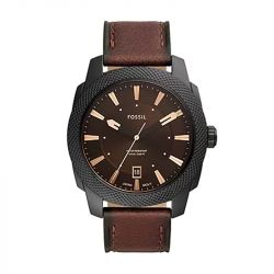 Montre homme fossil machine brun cuir brun - analogiques - edora - 0