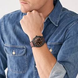 Montre homme fossil machine brun cuir brun - analogiques - edora - 1