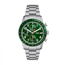 Montre chronographe homme fossil sport tourer vert acier argenté - chronographes - edora - 0