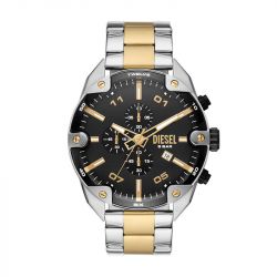 Montre chronographe homme diesel spiked noir acier bicolore   - chronographes - edora - 0