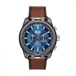 Montre chronographe homme diesel splitz cuir brun - chronographes - edora - 0