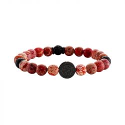 Bracelet beads homme jourdan yasur jaspe impérial rouge et pierre de lave - beads - edora - 0