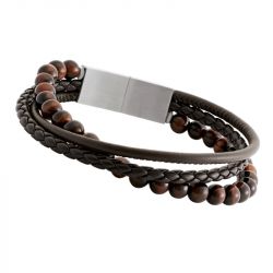 Bracelet homme cuir, argent, perle - bracelet homme tendance (5) - plus-de-bracelets-hommes - edora - 2