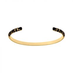 Bracelet jonc femme les cadettes ibiza bandeau noir laiton doré - joncs - edora - 0