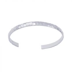 Bracelet jonc femme les cadettes martelle laiton argenté - joncs - edora - 0