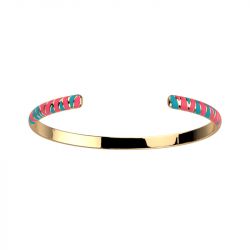 Bracelet jonc les cadettes tigre bleu et rose laiton doré - joncs - edora - 0