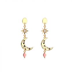 Boucles d'oreilles pendantes femme les cadettes felicidad laiton doré - pendantes - edora - 0