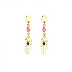 Boucles d'oreilles pendantes femme les cadettes felicidad mains laiton doré - pendantes - edora - 0