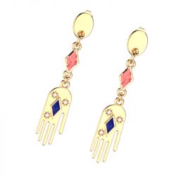 Boucles d'oreilles pendantes femme les cadettes felicidad mains laiton doré - pendantes - edora - 1