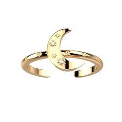 Bague ajustable femme les cadettes luna laiton doré - plus-de-bagues-femmes - edora - 0