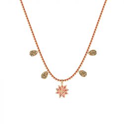 Collier femme les cadettes coral pampilles fleur de lotus laiton doré - plus-de-colliers-femmes - edora - 0