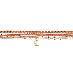 Bracelet multi-rangs femme les cadettes mia perles oranges - plus-de-bracelets-femmes - edora - 0