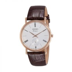 Montre Homme SEIKO PREMIER BLANC Cuir Brun