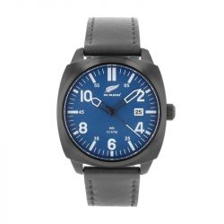 Montre Homme ALL BLACKS BLEU Cuir Noir