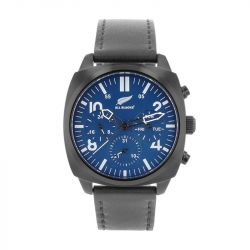 Montre Chronographe Homme ALL BLACKS BLEU Cuir Noir