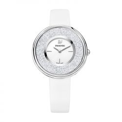 Montre femme swarovski crystalline pure cuir blanc - analogiques - edora - 0