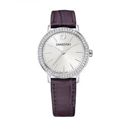 Montre femme swarovski graceful mini cuir mauve - analogiques - edora - 0