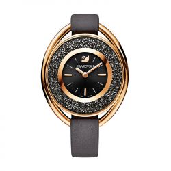 Montre femme swarovski crystalline cuir noir - analogiques - edora - 0