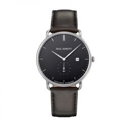 Montre mixte paul hewitt the grand atlantic noir cuir noir - analogiques - edora - 0