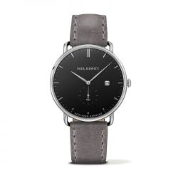 Montre mixte paul hewitt the grand atlantic noir cuir gris - analogiques - edora - 0