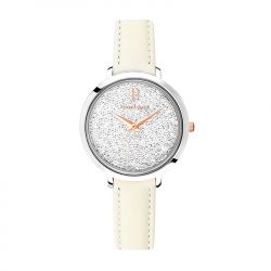 Montre femme pierre lannier petite cristal cuir blanc - analogiques - edora - 0