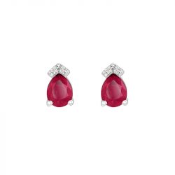 Puces femme edora prestige or 750/1000 blanc rubis diamants - puces - edora - 1