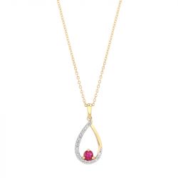 Collier femme edora prestige goutte or 750/1000 rubis diamants - plus-de-colliers-femmes - edora - 0