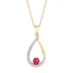 Collier femme edora prestige goutte or 750/1000 rubis diamants - plus-de-colliers-femmes - edora - 1