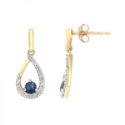 Boucles d'oreilles femme edora prestige goutte or 750/1000 saphir diamants - plus-de-boucles-d-oreilles-fem - edora - 0