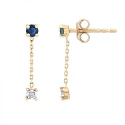 Boucles d'oreilles pendantes edora prestige or 750/1000 saphirs diamants - pendantes - edora - 0