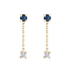 Boucles d'oreilles pendantes edora prestige or 750/1000 saphirs diamants - pendantes - edora - 1