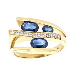 Bague femme edora prestige or 750/1000 saphir diamants - bagues-de-fiancailles - edora - 0