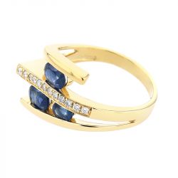 Bague femme edora prestige or 750/1000 saphir diamants - bagues-de-fiancailles - edora - 1