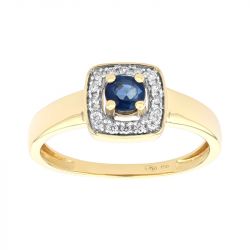 Bague femme edora prestige carre or 750/1000 saphir diamants - bagues-de-fiancailles - edora - 0