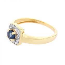 Bague femme edora prestige carre or 750/1000 saphir diamants - bagues-de-fiancailles - edora - 1