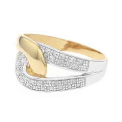 Bague femme edora or 375/1000 bicolore diamant - bagues-femmes - edora - 0